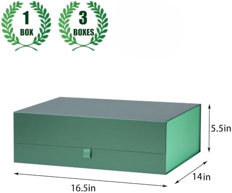 Extra Large Green Gift Box 3 Pack 16.5x14x5.5 Inches,Gift Boxs for Presents with Lid Magnetic Closure Collapsible,Groomsman Proposal Box,Birthday, Christmas,for Clothes and Large Gifts - Image 4