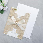 20Pcs Champagne Laser Cut Wedding Invitation Cards With Envelopes - Image 6