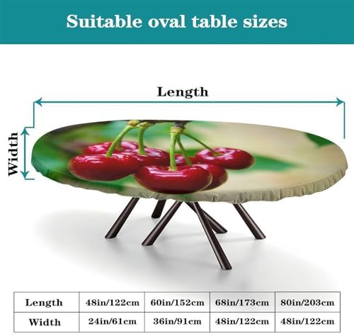 Tempting Cherry Fruit Print Oval Tablecloths Stain and Wrinkle Resistant Washable for Birthday New Year Bachelor Party Graduation Fits for 52" x 70" Oval Table - Image 4