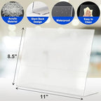 Acrylic Sign Holder 8.5 x 11 Horizontal , Clear Plastic Display Stand for Tabletop, Acrylic Stands for Flyers, Table Paper Holder, Vertical Sign Holder 8.5x11 for Restaurants, Office and School (Slant 6 Pack 11x8.5) - Image 3