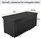 Besutolife Black Tablecloth for Rectangle Table 6ft Spandex Table Skirt One-Piece Design for Birthday Parties Wedding - Image 5