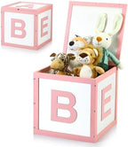 Chunful Wood Baby Shower Box ABC Display Box for Party Decorations with Alphabet Letters Personalized Shower Gifts Basket Party Blocks Backdrop for Boys and Girls (Pink,White) by Chunful