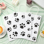 Tenceur 80 Pcs Dog Gift Bags Goodie Paw Puppy Paper Treat Bags Bulk with Handles 10.63 x 4.72 x 7.87 Inch Dog Themed Party Favors Shopping Holiday Kraft(White) - Image 6