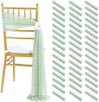 Sage Green Wedding Chair Sashes: 48 Packs 8ft Long Sheer Draping Fabric - Wedding Outdoor Church Chair Aisle Decor by Fanqisi