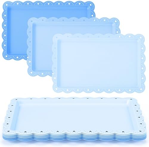 6 Pcs Blue Serving Trays Plastic Food Platters by Acellegic
