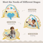 7-in-1 XL Large Baby Play Gym Mat, Tummy Time Mat, Baby Gym & Ball Pit, Baby Activity Mat with Milestone Cards & 6 Detachable Toys for Sensory Motor Skill, Whale - Image 4