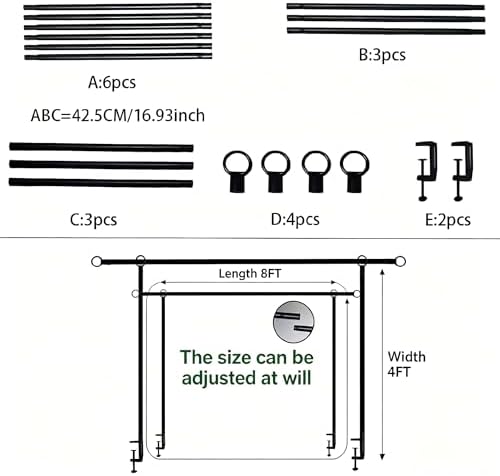 8FT x 4FT Adjustable Table Backdrop Stand Kit with Floral Garland, Balloons, Banners & Air Pump - Complete Party Decoration Set for Birthday, Anniversary, Wedding, Baby Shower - Image 3