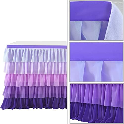 Purple Tutu Tablecloth Mermaid Party Table Skirt for Rectangle Round Tables 1st Birthday Party Baby Shower Ruffled Chiffon Table Decorations - Image 4