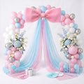 39x70 Inch Extra Large Pink and Blue Bows, Giant Tulle Bow Gender Reveal Backdrop Decorations, Boy or Girl Baby Shower Party Arch Wall Hanging (Pink and Blue) by Unknown