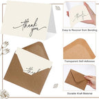 Gueevin 200 Pcs Thank You Cards with Envelopes Stickers, 3.5x5", Cream - Image 3