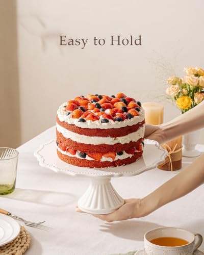 12" Cake Stand, Relief Round Dessert Cake Stand for 8-10 Inch Cake - Image 4