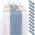 24 Pack Dusty Blue Cheesecloth Table Runner 17"x108" Boho Gauze Fabric Table Runner Vintage Rustic Sheer Runners for Wedding Party Bridal Baby Shower Table Decorations by Lamshionow