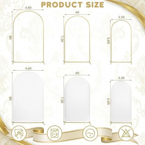 Toolterritary Set of 3 Metal Arch Backdrop Stand with Cover Set, (8FT, 7.2FT, 6.6FT Wedding Arch and Cover Set), Backdrop Arch for Party, Baby Shower, Birthday, and Graduation Ceremony - Image 6