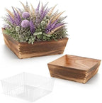 Dandat 2 Set 12 Inch Wooden Flower Box Rustic Table Centerpieces,Dark Brown by Dandat