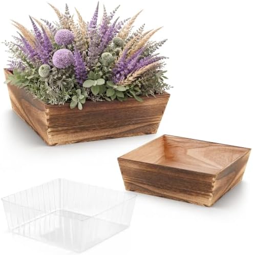 Dandat 2 Set 12 Inch Wooden Flower Box Rustic Table Centerpieces,Dark Brown by Dandat