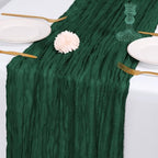 14 Pack Emerald Green Cheesecloth Table Runner 17x108 Inch Semi Sheer Boho Gauze Cheese Cloth Fabric Table Runners, for Wedding Party Baby Shower Birthday Home Decor Garden Farmhouse - Image 7