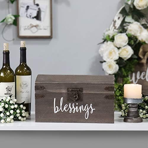 Hanna Roberts Card and Gift Fund Antique Brown Wood Box Chest for Weddings, Birthdays, Graduations, Baby and Bridal Showers, 13.3" x 7.5" x 7.8", Blessings - Image 2