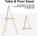 Falling in Art 65" A-Frame Wooden Tripod Easel Stand (Natural) - Image 5
