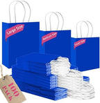 qiqee 100PCS Gift Bag with Handles Bulk Diamond Blue Paper Bags Assorted Sizes(33pcs Large 13",33pcs Medium 11",34pcs Small 8") by Qiqee