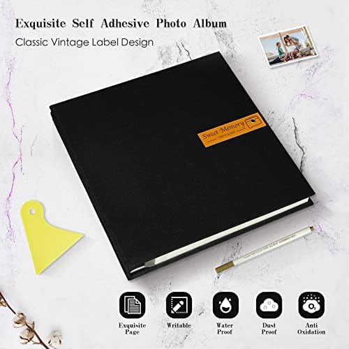 Spbapr Large Photo Album Self Adhesive Magnetic Scrapbook,DIY Scrapbook Album for 4x6 5x7 8x10 Picture,40 Pages Linen Cover Memory Book for Wedding Family Baby Pets, with Metallic Pen and Scraping - Image 4