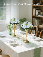 BLOSMON White Fake Flowers Party Centerpieces: 6 Pcs, 15 Faux Silk Roses - Image 4