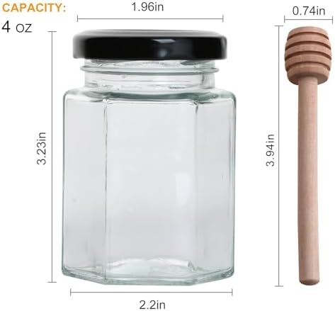 30 Pack 4oz Honey Jars with Black Lids & Bee Pendants - Image 2