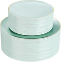 PULOTE 100PCS Sage Green Plastic Plates - Disposable Sage Green Include 50 Dinner / 50 Dessert Plates for Party, Wedding&Easter by PULOTEpartywareWesupplyproductsandyouenjoylife