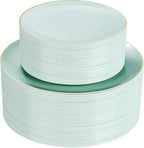 PULOTE 100PCS Sage Green Plastic Plates - Disposable Sage Green Include 50 Dinner / 50 Dessert Plates for Party, Wedding&Easter by PULOTEpartywareWesupplyproductsandyouenjoylife