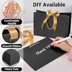 EUSOAR Thank You Gift Bags with Ribbons, 50pcs 12.5"x4.5"x11" Black Kraft Gift Paper Bags with Bow Ribbon Handle, Shopping Party Favor Gift Treat Bags Bulk for Wedding Baby Shower Guests Bridal - Image 3