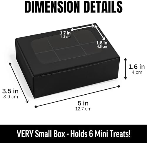 25 pcs Black Mini Truffle Box for 6 treats with Window and Dividers, Bakery Boxes, 5 x 3.5 x 1.57 Inches VERY SMALL Baking Boxes, Square Truffles Box Decorating Supplies for Gift Giving - Image 2