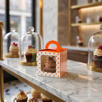 Restaurantware Pastry Tek 4.5 Inch Individual Cupcake Boxes 100 Polka Dots Cupcake Favor Boxes - Fits 1 With Window Orange Paper Cupcake Gift Boxes Built In Handle For Weddings Or Parties - Image 4