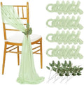 QueenDream Sage Green Wedding Chair Sashes: 50PCS Tulle Church Chairs Cover Sheer Chair Bows Aisle Drapes Party Decorations Champagne by QueenDream