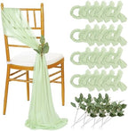 QueenDream Sage Green Wedding Chair Sashes: 50PCS Tulle Church Chairs Cover Sheer Chair Bows Aisle Drapes Party Decorations Champagne by QueenDream