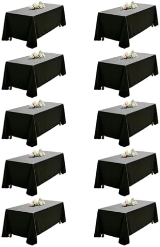 WIGENIUS 10 Pack Black Table Cloth Rectangle 70X120 Inch Tablecloth Fit 8FT by WIGENIUS