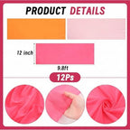 Boao 12 Pcs Red Pink Orange Sunset Party Decorations Chiffon Table Runners - Image 2