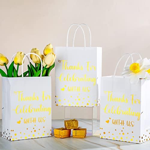 Ctosree 50 Pcs Bridal Shower Welcome Bags Bulk, White, Gold - Image 3