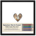 CountryArtHouse Signature Keepsake Frame - Heart Shaped Mat Window - Black Wood Genuine Hardwood 20x20 5x5 Photo - Black Border Mat - Complete Keepsake Signing Kit by CountryArtHouse