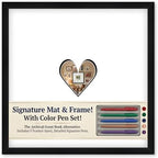 CountryArtHouse Signature Keepsake Frame - Heart Shaped Mat Window - Black Wood Genuine Hardwood 20x20 5x5 Photo - Black Border Mat - Complete Keepsake Signing Kit by CountryArtHouse