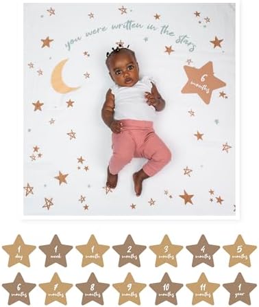 Lulujo Baby’s First Year Milestone Blanket and Card Set | 40in x 40in (Written in the Stars) by Lulujo