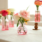 Pink Vase, Glass Bud Vases Set of 12, Small Pink Glass Vases for Flowers Colored Ribbed Flower Vase for Decor Bud Vase in Bulk Vintage Decor Bridal Shower Wedding Centerpieces Home Table Decoration - Image 4