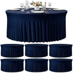 Navy Blue 6PCS Round Spandex Tablecloth for 5FT/60In Inch Round Table by Torrowsrort