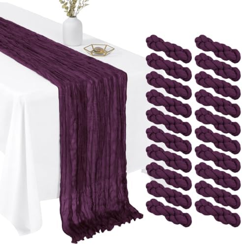 20 Pack Dark Purple 17 x 108 Inch Cheesecloth Table Runner - Boho Gauze Sheer Fabric for Wedding Baby Shower Party Home Decor by Unknown