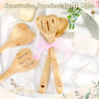 Reallnaive 24 Pcs Bamboo Spatula Wooden Kitchen Utensil Bulk 12''wood Spoon Spatula for Cooking with Ribbon Bridal Baby Shower Game Prize Wedding Party Favors Housewarming Gift (Heart Style) - Image 3