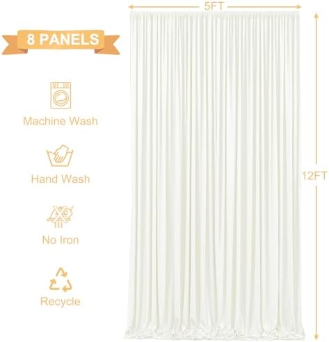 40ft x 12ft Ivory Backdrop Curtains Wrinkle Free Backdrop Curtain for Wedding Parties Ivory Fabric Backdrops Drapes Back Drop Cloth Bridal Shower Stage Curtains Wedding Decorations for Reception - Image 6