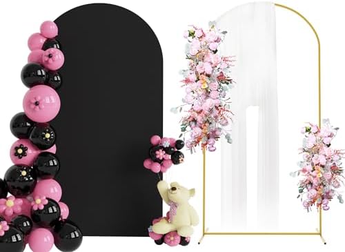 Putros Arch Backdrop Stand and Cover Set, 7.2ft Arch Stand with Black Cover by Putros