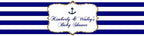 Navy Blue, White & Gold Frame with Nautical Anchor Water Bottle Labels Wedding Birthday - Image 2