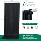 30 ft x 10 ft Wrinkle Free Black Backdrop Curtain for Parties, 6 Panels 10ft Polyester Black Photo Backdrop Drapes for Graduation Birthday Wedding Party Stage Curtains, Thick Bulk Background Curtains - Image 5
