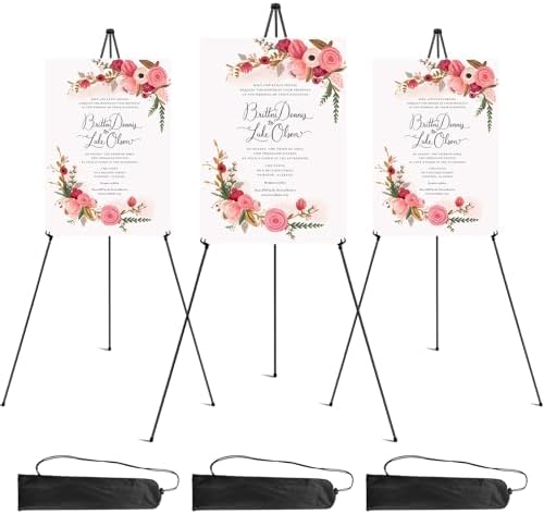 RRFTOK 3 Pack 63 in Sign Easel Stands, Instant-Fold Tripods with Bags by RRFTOK