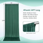 20×14 ft Hunter Green Wrinkle Free Backdrop Curtain, Soft Silky Polyester Wedding Drapes 4 Panels 14ft Height Photo Backdrop Curtains for Parties Birthday Baby Shower Photography Background Cloth - Image 4