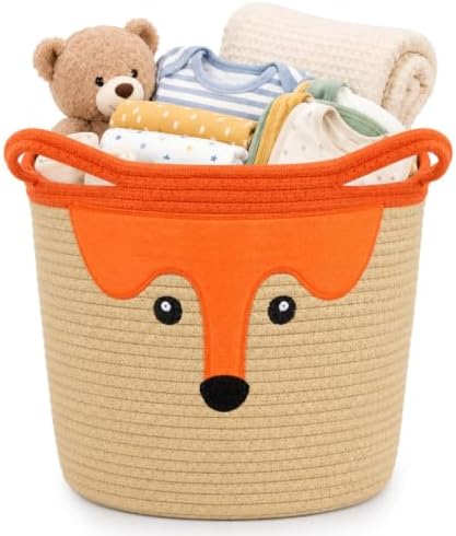 Cute Fox Basket for Nursery, Large Blanket Gift Basket,14"D×11"H - Image 7